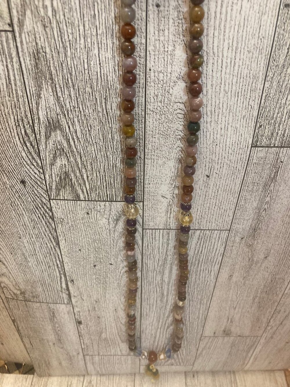 Semi-Precious Gemstone Necklace: Colorful Round Beads, 16"